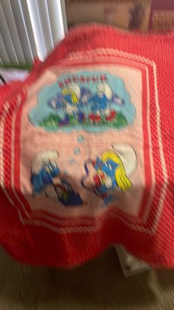 Vintage Smurf Panels Material Fabric1982