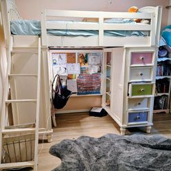 Bunk Bed Built In Desk And Library  Sturdy Wood
