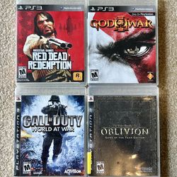 Lot of 4 PlayStation 3 Games - Call of Duty, God of War, Red Dead Redemption, The Elder Scrolls Oblivion (PS3)