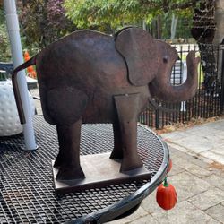 14”high 18” Long Metal Elephant Statue 