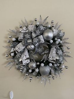 Silver And White Christmas Wreath