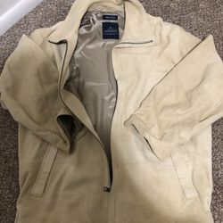 Nautica Genuine Suede Leather Jacket (tan) In  Like New Condition Throughput Size 42 (large ) 