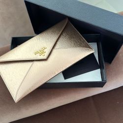 New Prada Saffiano Envelope Leather Clutch Bag With Box!