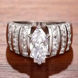 Luxurious Bling Silver Tone Ring