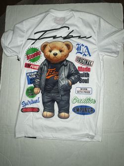 Fubu Furry Bear Shirt size Small FUBU white graphic tee with bear design Size S