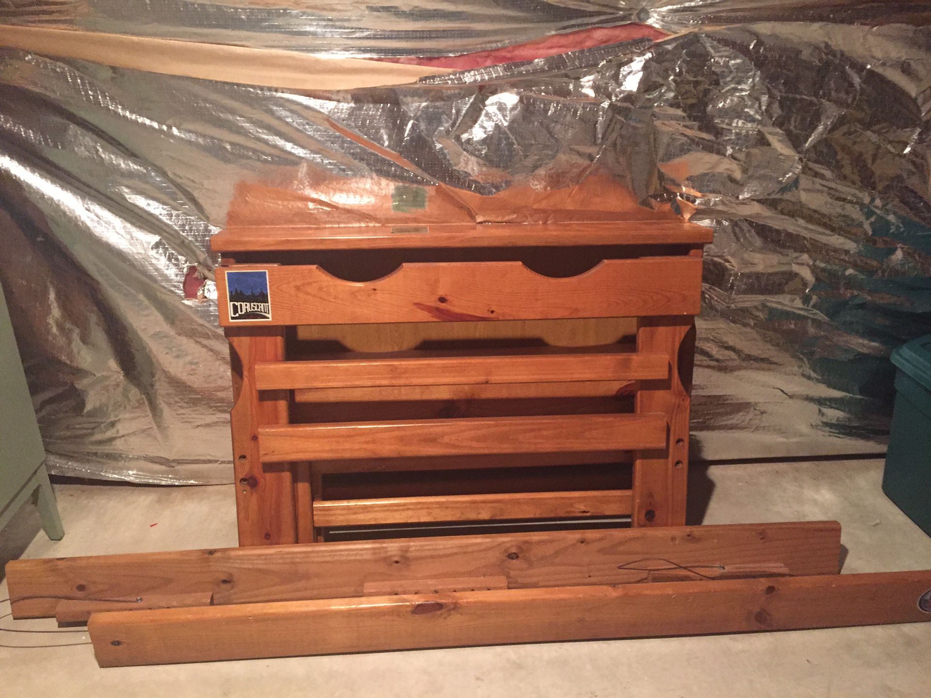 Twin bed hardwood frame w/ bookcase headboard