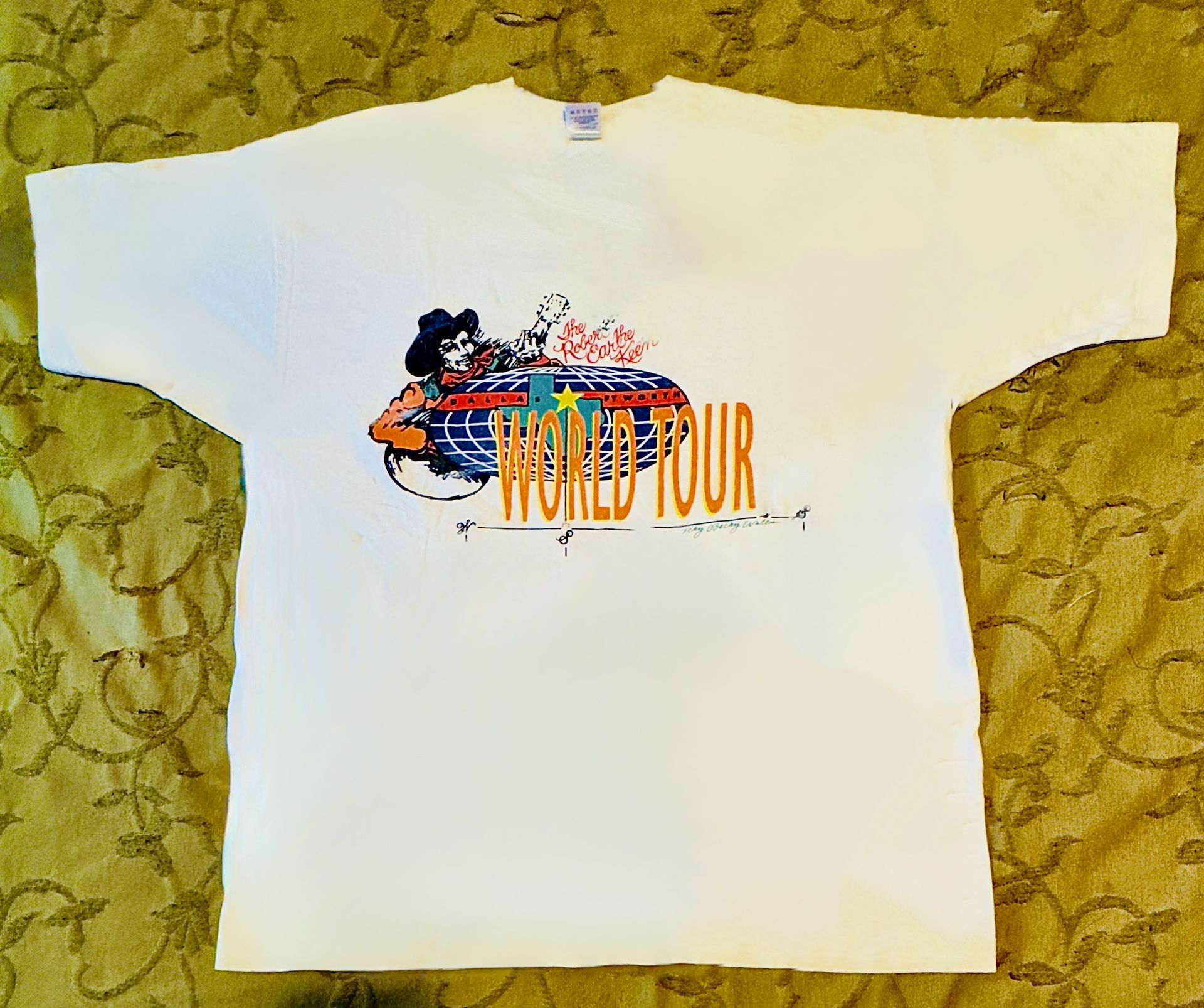 VERY RARE Robert Earl Keen Jr, D/FW World Tour 1993 T-Shirt. Size XL