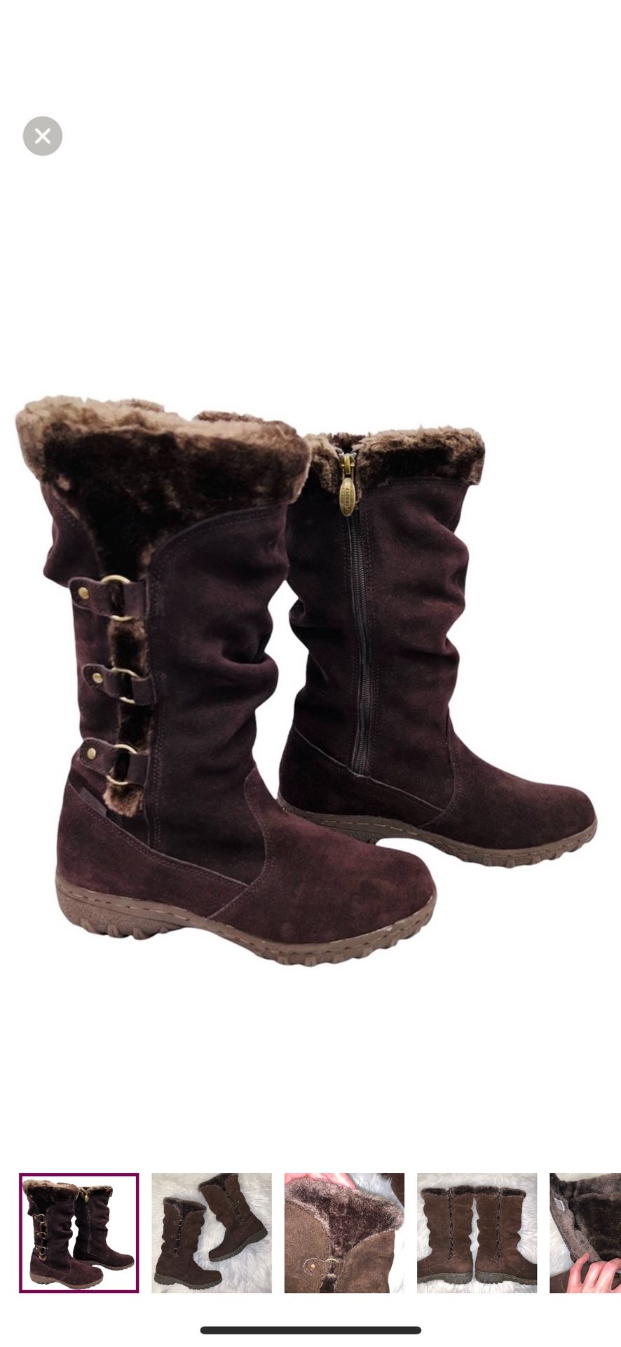 Khombu Denver Brown Suede & Faux fur tall warm boots. Sz 10