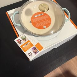 Le Creuset Signature Round Braiser 3.5qt w/ Glass Lid – Sage – Brand New 