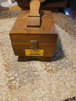 VINTAGE KIWI GENUINE OAK SHOE SERVER BOX