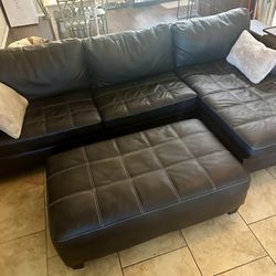 Leather Sofa and Ottoman