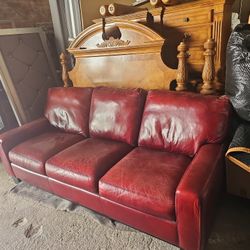 Burgundy Leather Couch