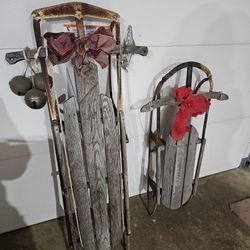 Vintage 1960s Pair Of Sleds