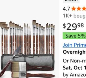 Fuumuui 25pcs Paint Brush Set, Professional 9 Shapes with Wide Flat,