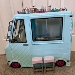 Our Generation Sweet Stop Ice Cream Truck with Electronics for 18" Dolls - Light Blue