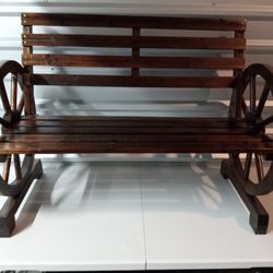 Solid Wood Wagon Wheel Bench