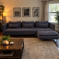 Charcoal L-Shaped Sectional Sofa with Chaise