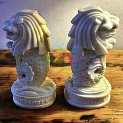 Adorno Antiguo Resina Pareja Leones