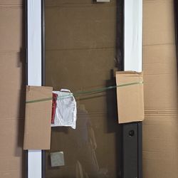 Brand New 61W x 97H PGT (Windoor) Aluminum Impact Dark Gray Entry Door with 2 Sidelites