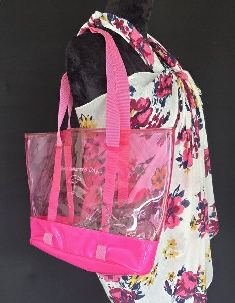Pink Tote Transparent Clear 12 X 15