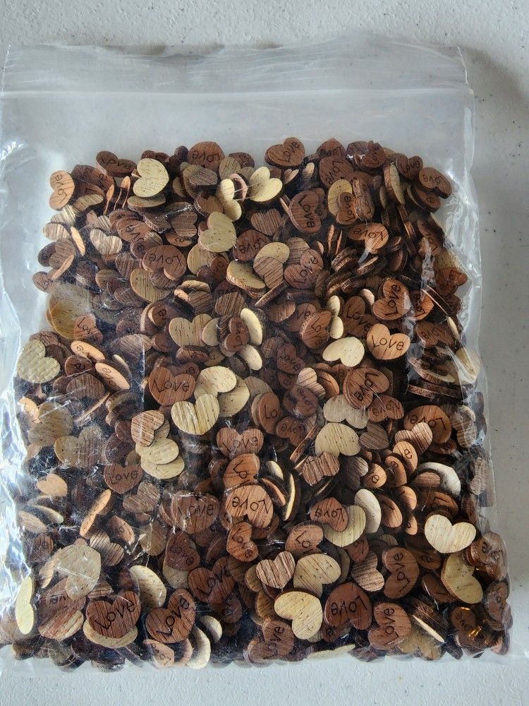 Bag Of Small Wooden Love Hearts