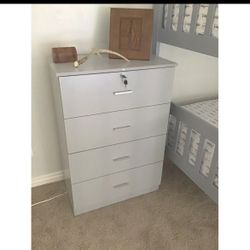 Chest Dresser With Lock Gray Color 4 Drawer Tall Chest 