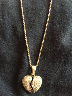 14k solid gold diamond heart chain