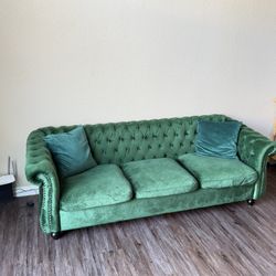 beautiful green velvet couch