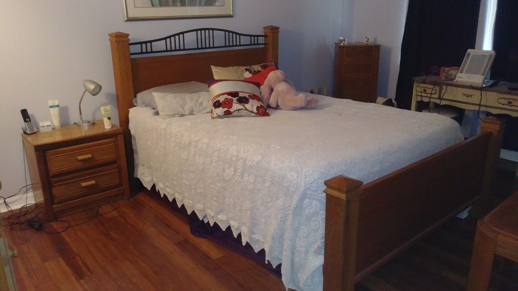 $100 OBO Queen size bed frame and furniture. Will throw in mattress which is less than 3 years old.