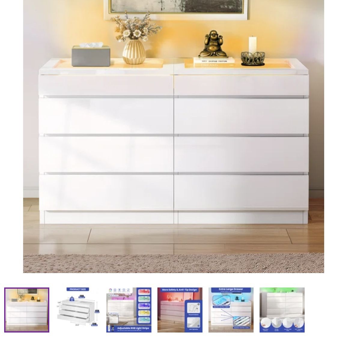 8 Drawer White Dresser