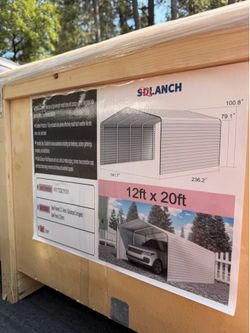 NEW IN CRATE SDLANCH 12ft x 20ft Metal Carport with Enclosed Sides