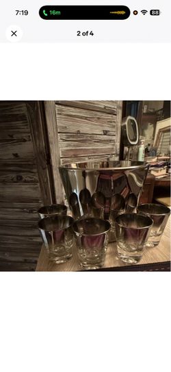 Silver Ombre Cocktail Glasses and Ice Bucket Set
