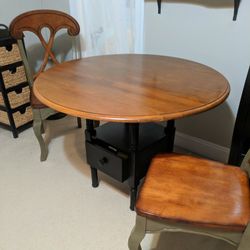 Solid Wood Drop Leaf Table And  2 Chairs