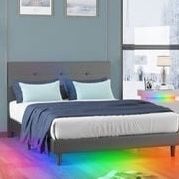 Full Bed Frame: Like New !! LED LIGHTS 