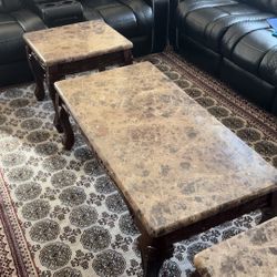 3-Piece Marble Top Coffee & End Table Set
