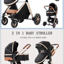 2 in 1 Baby Stroller, Convertible Foldable Standard Stroller, Reversible Pushchair Infant Buggy Carriage