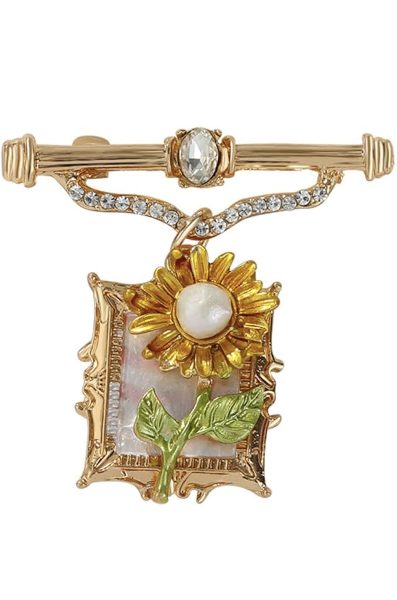 Flower Brooch Pins for Women, Elegant Pearl & Crystal Lapel for Dresses, Bags, Coats, and Sweaters, Versatile Shawl Clip Rhinestone Floral Design Broo