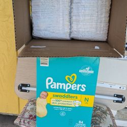 Pampers total of 126 new born diapers 