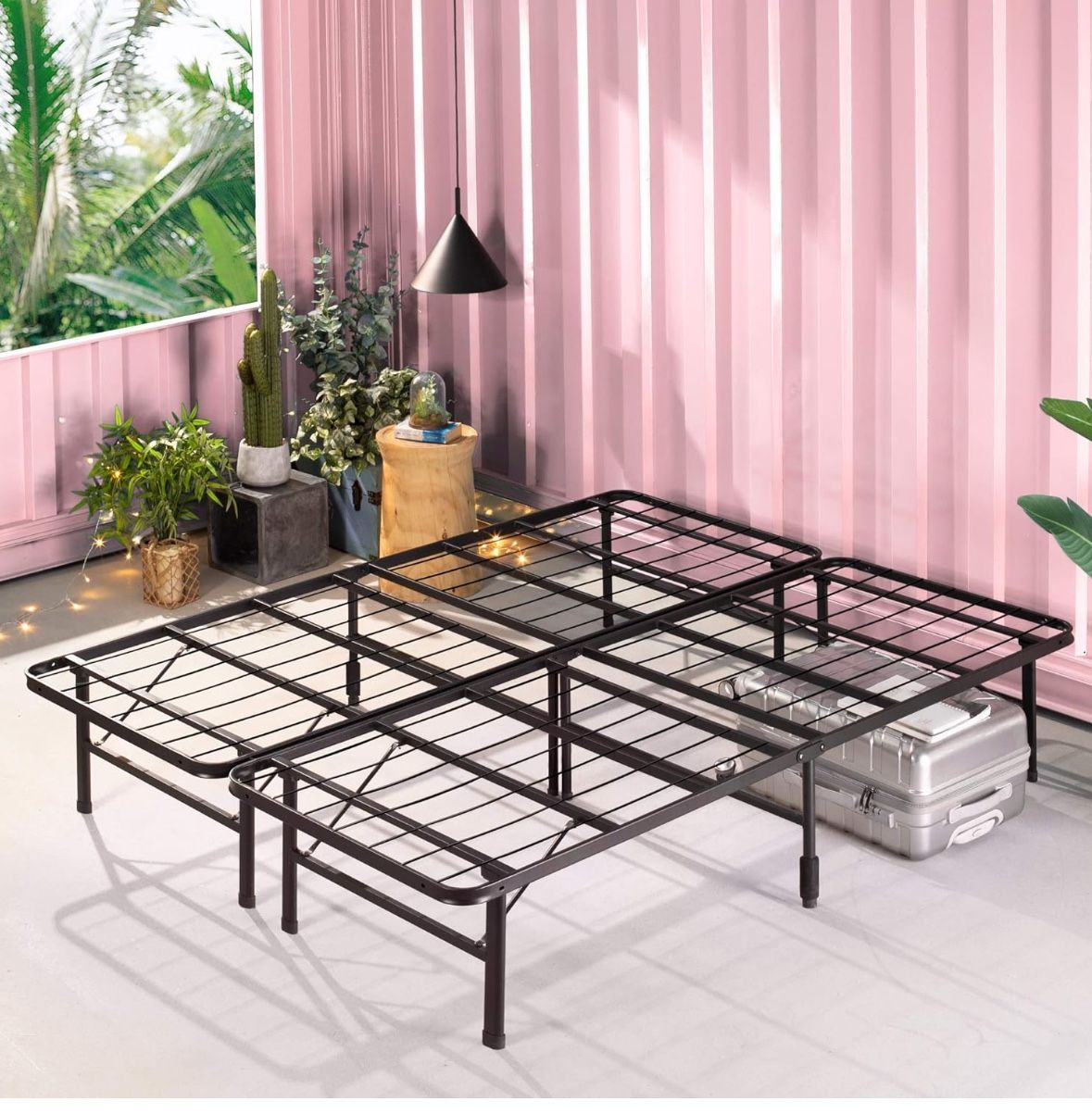 Folding Metal Bed Frame - King