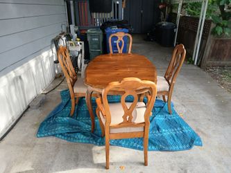 Vintage table and chairs ethan allen two leaves 6 chairs