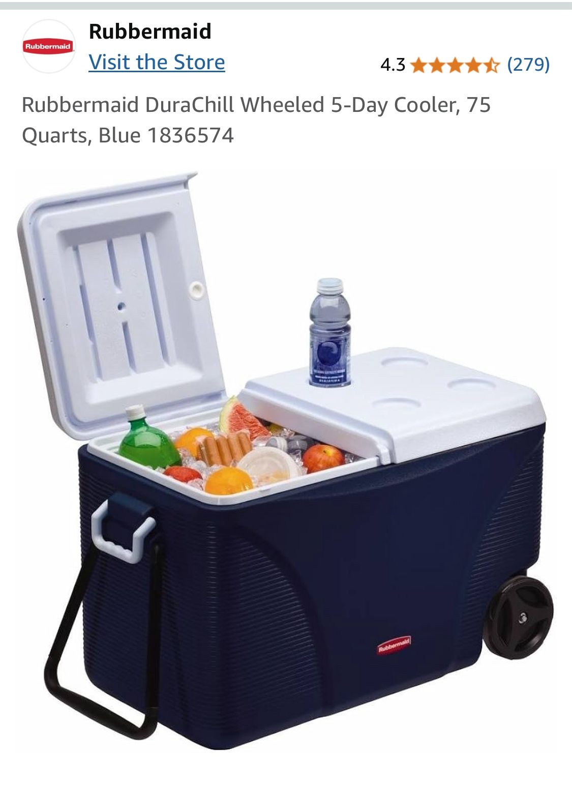 Rubbermaid 75quart wheeled cooler