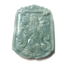 Jade Jadeite Chinese religion Buddha happy kwan gung health wealth pray Necklace