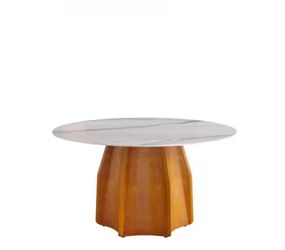White Marble Top 53.15 in. Pedestal Round Dining Table (Seats 6)