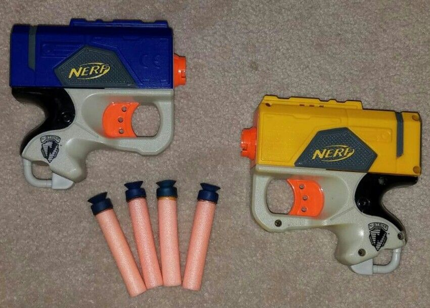 2 NERF N-Strike Single Shot Dart Guns With Darts