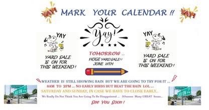 SUNDAY!! HUGE  Multi Family Yard Sale + Large Storage Unit..  June 13 & 14th !