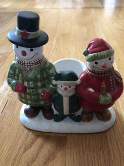 Yankee snowman candle holder