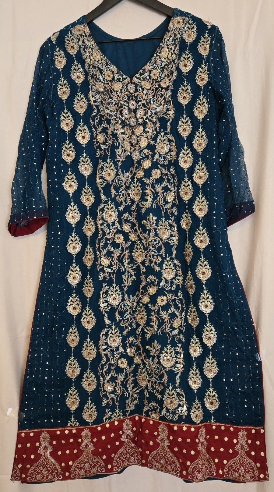 Teal Embroidered Dress