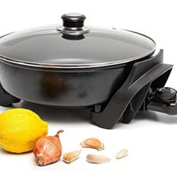 Round Nonstick Electric Skillet With Lid New