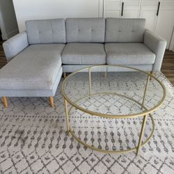 Living Room Sectional  with Chaise, Coffee Table, TV Console Set