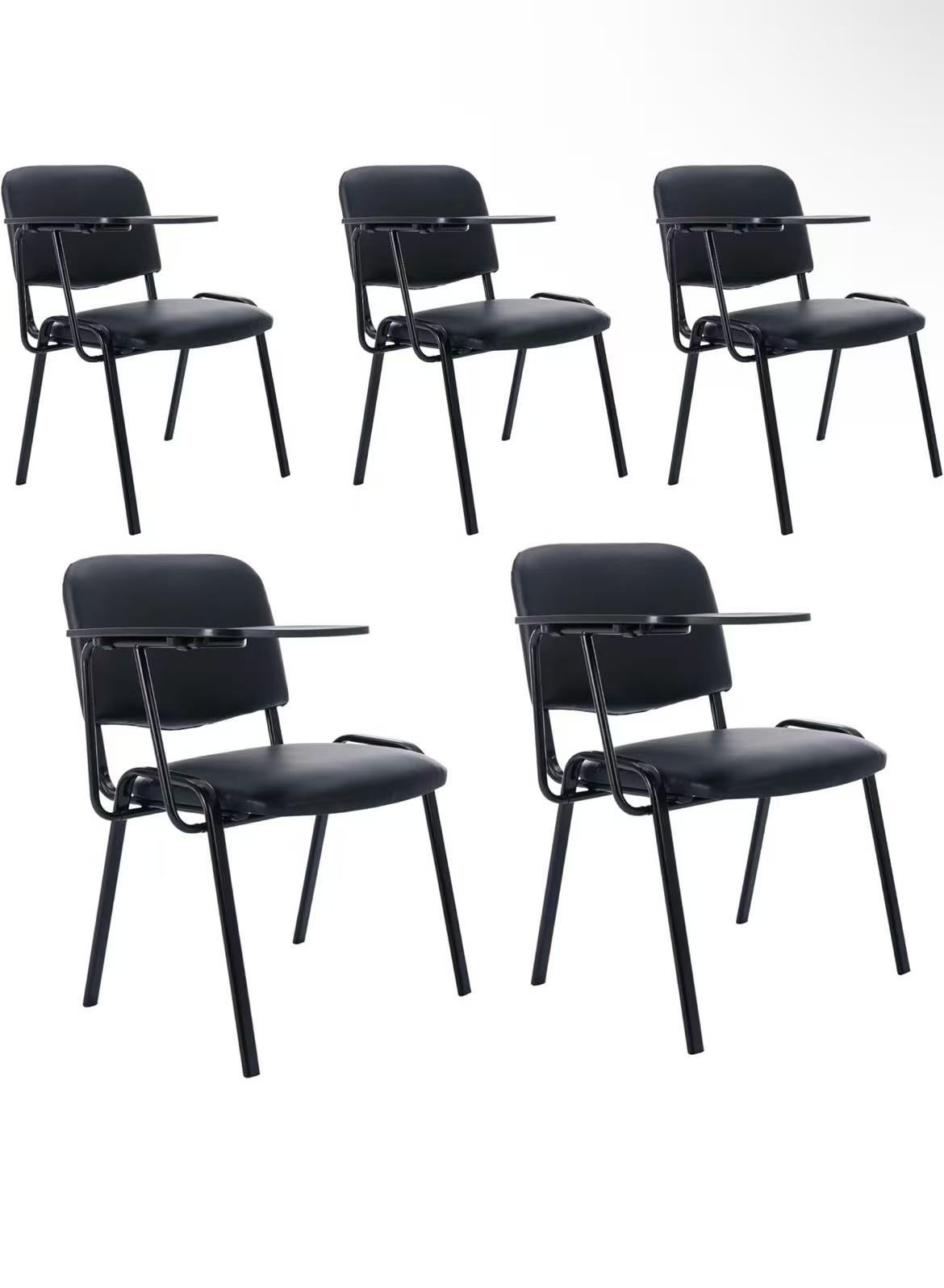 β€οΈβπ₯ Black Tablet Arm Chairs Set of 5, PU Comfort Office Waiting Ro